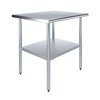 Amgood Stainless Steel Metal Table with Undershelf, 36 Long X 30 Deep AMG WT-3036